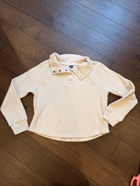 Old Navy Kids Cozeplush Cream Waffle-Knit Button Sweatshirt - Large 10 -C72-074
